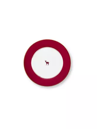 PIP STUDIO | Frühstücksteller 21cm LOVE BIRDS Dark Green | dunkelrot